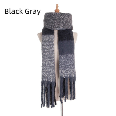 Coarse Fringed Plaid Stripes Scarf