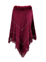 Fringe Knit Pullover Cloak Shawl