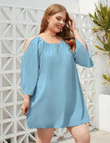 Large Size Round Neck Split Dress