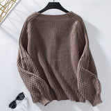 Solid Color Button Loose Lantern Sleeve Sweater Coat