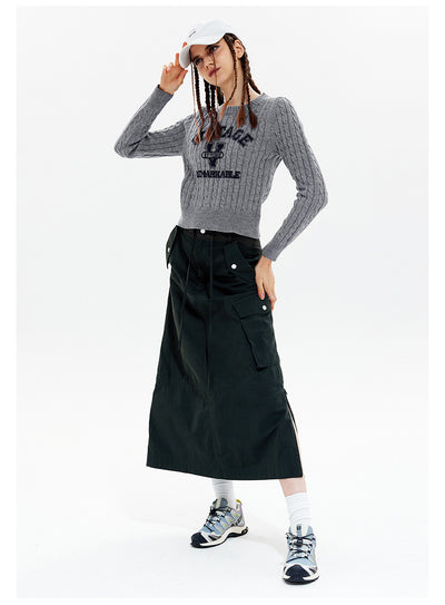 Twist Retro Letters Short Sweater