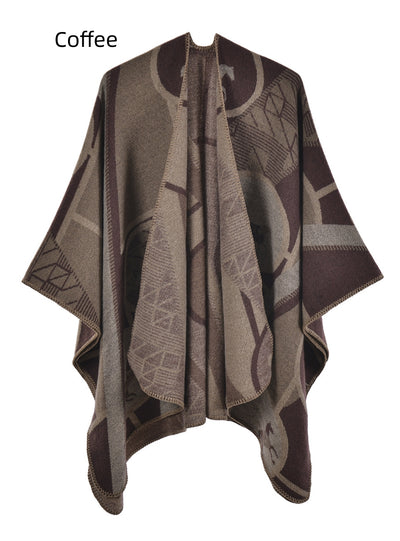 Thickened Cashmere Split Cloak Shawl