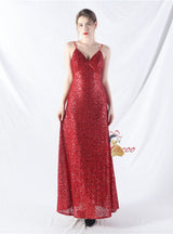 A-Line Sequins Spaghetti Straps Prom Dress