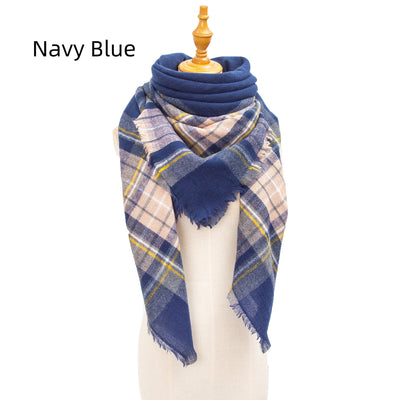 Wine Red Plaid Square Scarf