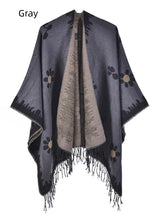 Flower Knit Cardigan Tassel Split Warm Cloak