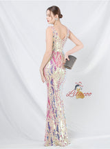 V-neck Mermaid Sequins Prom Dress