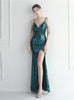 Spaghetti Straps Sequins Beading Prom Dress