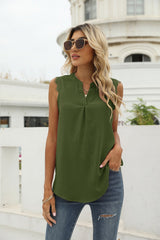 Solid Color Shirt Loose V-neck Sleeveless Top