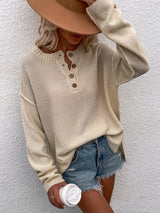 Solid Color Pullover V-neck Sweater