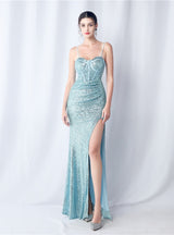 Mermaid Sequins Spaghetti Straps Prom Dress