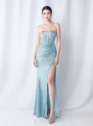Mermaid Sequins Spaghetti Straps Prom Dress
