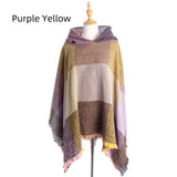 Plaid Pullover Cape Hooded Cape Shawl