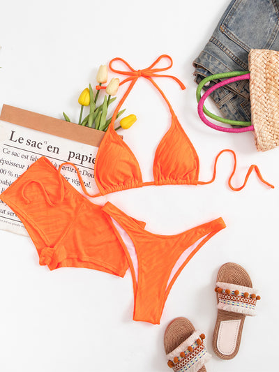 Sexy Hip-lifting Split Strap Three-piece Set