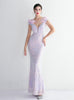 Mermaid Sequins Off the Shoulder Feather Prom Dress