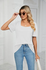 Solid Color Short Sleeve Loose T-shirt