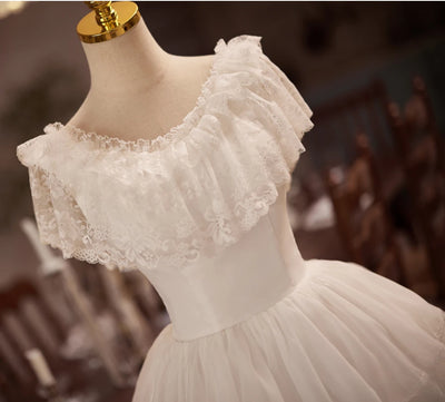 White Lace Tiers Homecoming Dress