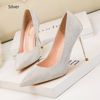 Shiny High-heeled Pointed Thin Heels Shoes