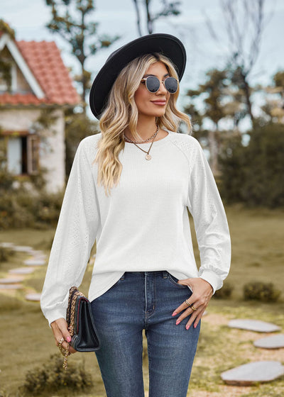 Round Neck Stitching Long Sleeve T-shirt