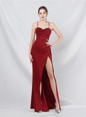 Mermaid Spaghetti Straps Beading Prom Dress