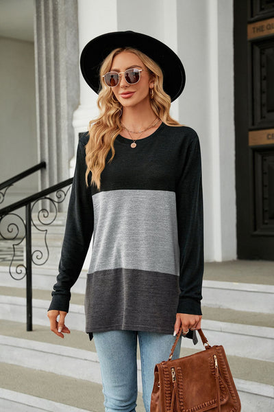 Round Neck Loose Long Sleeve T-shirt