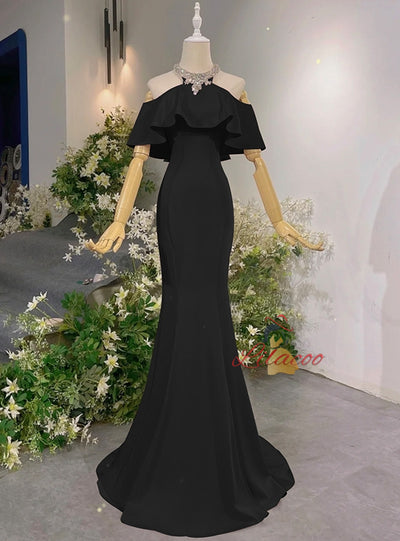 Mermaid Halter Beading Crystal Prom Dress
