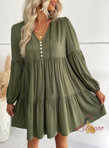 Casual Short Loose V-neck Dress