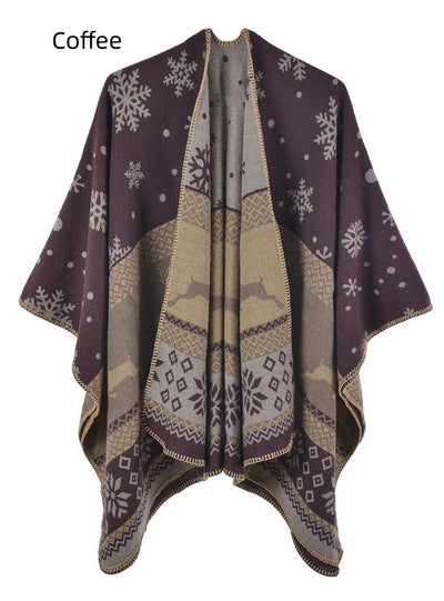Split Scarf Shawl Double-sided Knitted Shawl
