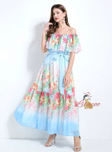 Off the Shoulder Ruffled Slim Dress