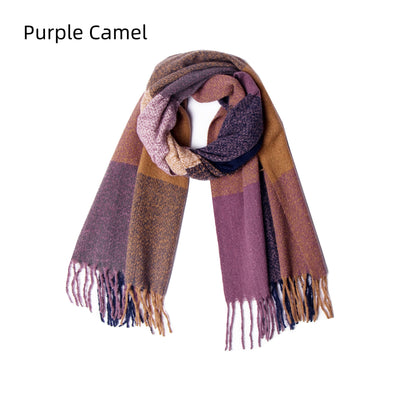 Fringed Large Plaid Scarf Warm Scarf Shawl
