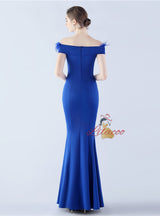 Off the Shoulder Split Prom Dress