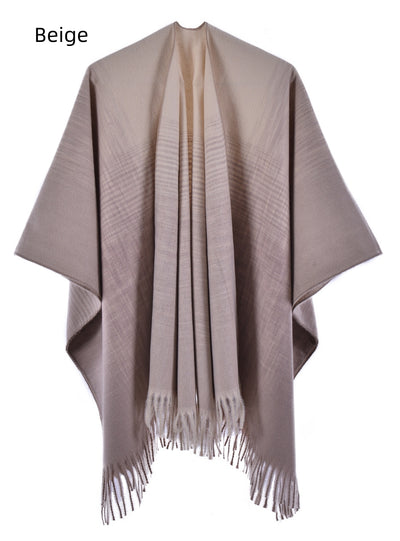 Gradient Knitted Split Cloak Shawl