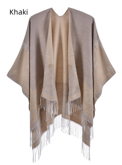 Fringed Floret Warm Split Sape Shawl