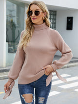 Long Sleeve Knit Loose Pullover Turtle Neck Sweater