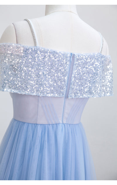 Retro Short Sleeve Mesh Sequined Dress