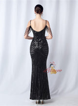 Mermaid Sequins Beading Spaghetti Straps Prom Dress