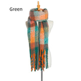 Thickened Fringed Color Plaid Scarf