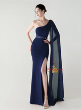 One Shoulder Mermaid Split Prom Dress