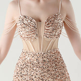 Mermadi Sequins Spaghetti Straps Beading Prom Dress