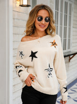 Round Neck Star Long Sleeve Sweater