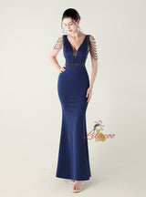 Mermaid V-neck Beading Prom Dress