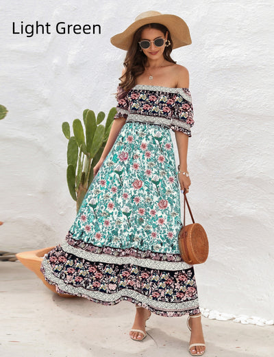 Bohemian Beach Print Holiday Long Dress
