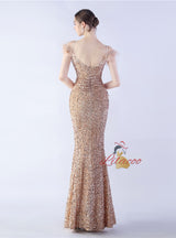 Mermaid Sequins Spaghetti Straps Prom Dress