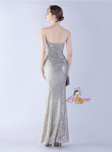 Mermaid Sequins Strapless Prom Dress