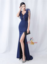 V-neck Mermaid Beading Prom Dress
