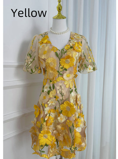 Heavy Three-dimensional Flower Slim Dress
