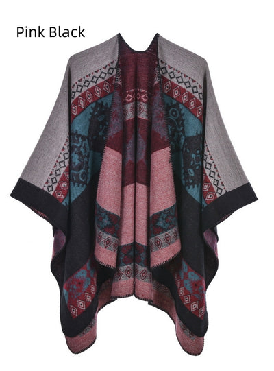 Retro Split Warm Cashmere Scarf Cloak