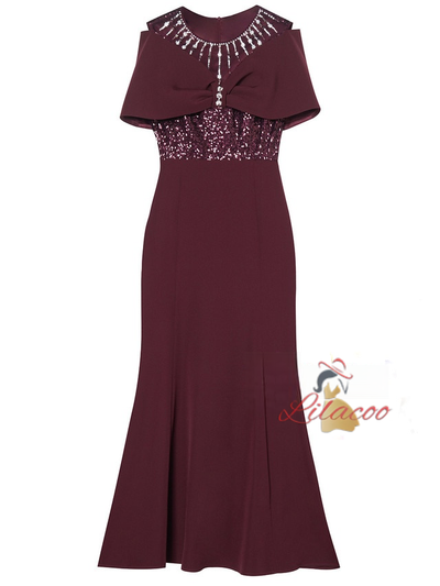 Gold Sequins Beading Crystal Mother Of The Bride Dress