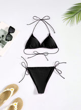 Solid Color String Strap Bikini