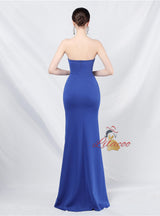 Mermaid Strapless Pleats Split Prom Dress