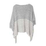 Bat Sleeve Sweater Hooded Striped Cloak Shawl